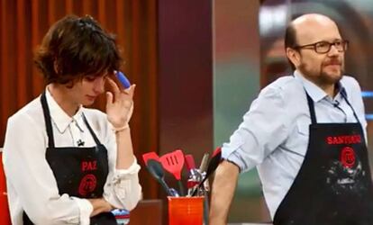 Paz Vega y Santiago Segura en un momento de 'Masterchef Celebrity', el domingo pasado.