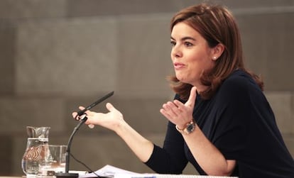 Deputy Prime Minister Soraya Sáenz de Santamaría during Friday’s news conference.