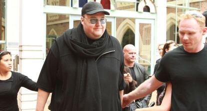 Dotcom, tras comparecer en el Supremo de Auckland (Nueva Zelanda) en febrero.