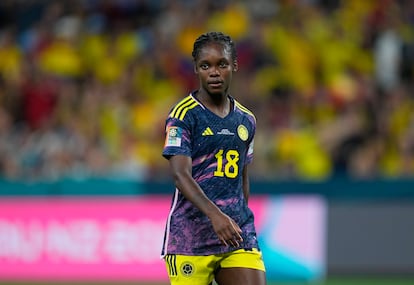 Linda Caicedo de Colombia durante un partido de la Copa Mundial Femenina de la FIFA Australia, en 2023.