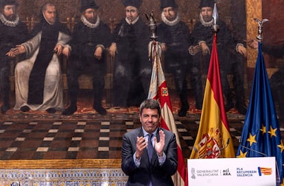 Carlos Mazón, en el Palau de la Generalitat, este viernes.