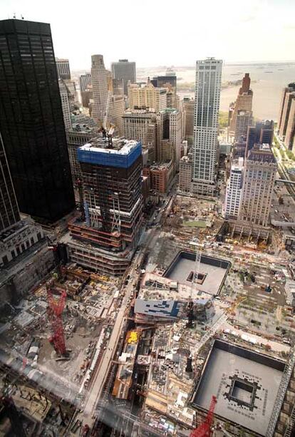 Espectacular vista aérea del estado actual de la zona cero de Nueva York.