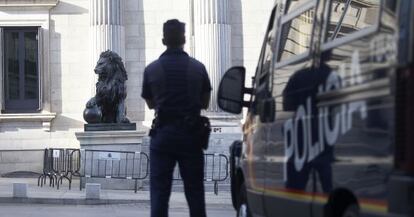 A police officer outside Congress earlier this week.