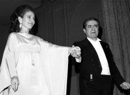 Maria Callas y Giuseppe di Stefano, el 5 de marzo de 1974, en el Carnegie Hall de Nueva York.