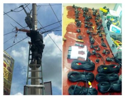 Equipment and cables from cameras that were dismantled in Reynosa.