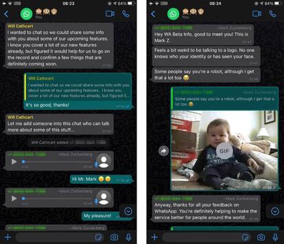 Conversación de whatsApp con Mark Zuckerberg.