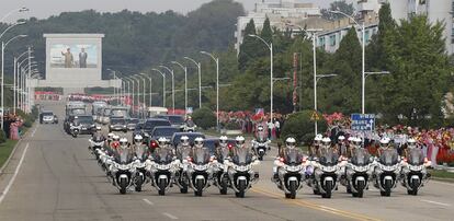 La caravana del líder norcoreano Kim Jong Un y el presidente surcoreano Moon Jae-in, recorre Pyongyang.