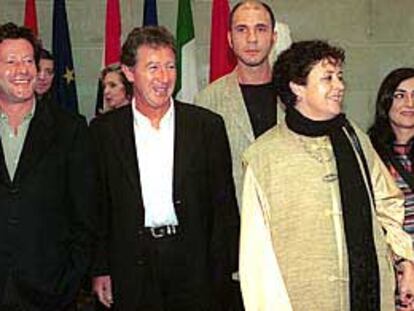 Joaquim de Almeida, Jorge Arriagada, Darío Gradinetti y Candela Peña (derecha), miembros del jurado, anoche en el Palau de la Música de Valencia.