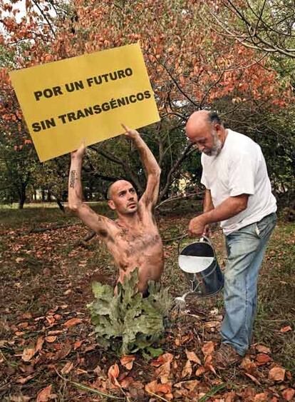 "Los transgénicos destruyen la soberanía alimentaria", señala Juan Felipe Carrasco, responsable de la campaña de cultivos de transgénicos de Greenpeace. "Me encanta el progreso , pero me gustaría de que el futuro estuviera en manos de los pueblos, no en poder de las multinacionales biotecnológicas que quieren controlar la alimentación de los ciudadanos", dice Carrasco, de 38 años.