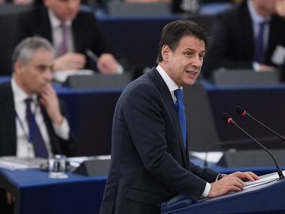 El primer ministro italiano, Giuseppe Conte, este martes en Estrasburgo.