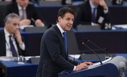 El primer ministro italiano, Giuseppe Conte, este martes en Estrasburgo.