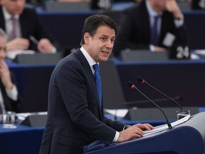 El primer ministro italiano, Giuseppe Conte, este martes en Estrasburgo.