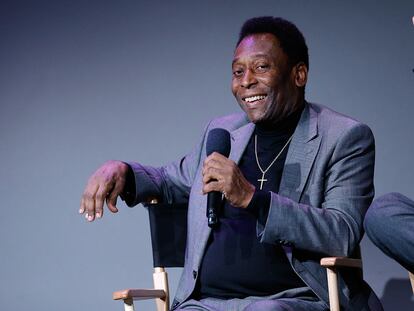 Pelé, durante un evento en Nueva York en abril de 2014.