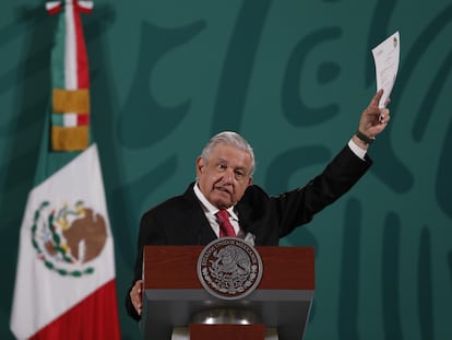 El presidente de México, Andrés Manuel López Obrador, este miércoles en Palacio Nacional.