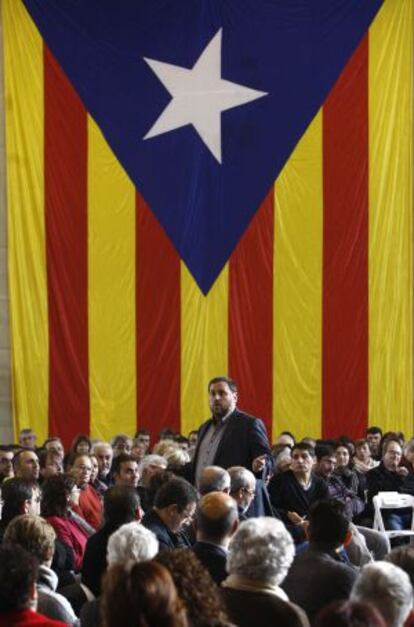 Oriol Junqueras, líder de ERC, en la Farga de Banyoles (Girona), el 23 de noviembre.