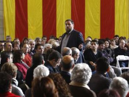 Oriol Junqueras, líder de ERC, en la Farga de Banyoles (Girona), el 23 de noviembre.