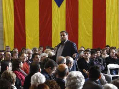 Oriol Junqueras, líder de ERC, en la Farga de Banyoles (Girona), el 23 de noviembre.