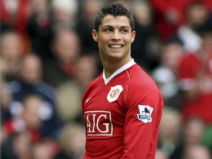 Cristiano Ronaldo en su primera etapa en el Manchester United. 