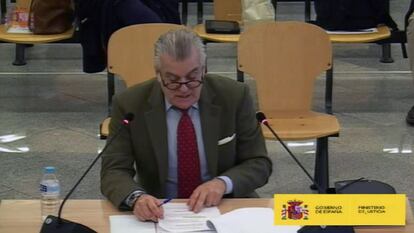 El extesorero del PP Luis Bárcenas declarando en la Audiencia Nacional el pasado martes.