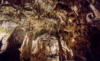Una de las salas de la cueva de Postojna, en Eslovenia.