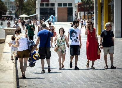 Paseo marítimo de la playa Malvarrosa de Valencia durante este fin de semana.