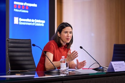 La consejera del Interior, Núria Parlon, en la presentación de los datos delincuenciales del aeropuerto.