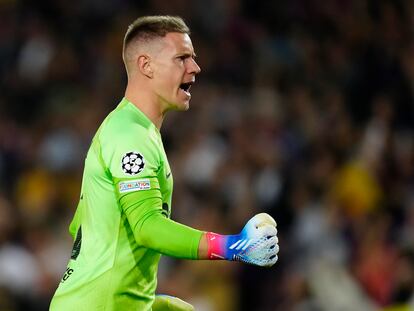 Ter Stegen, durante el partido de la Liga de Campeones ante el Inter, el pasado miércoles en el Camp Nou.