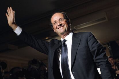 François Hollande, el domingo tras conocer el resultado de la primera vuelta de las primarias socialistas.