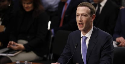 Mark Zuckerberg, en el Senado de EE UU, el pasado abril.