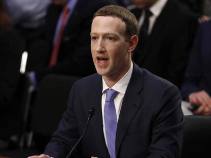 Mark Zuckerberg, en el Senado de EE UU, el pasado abril.