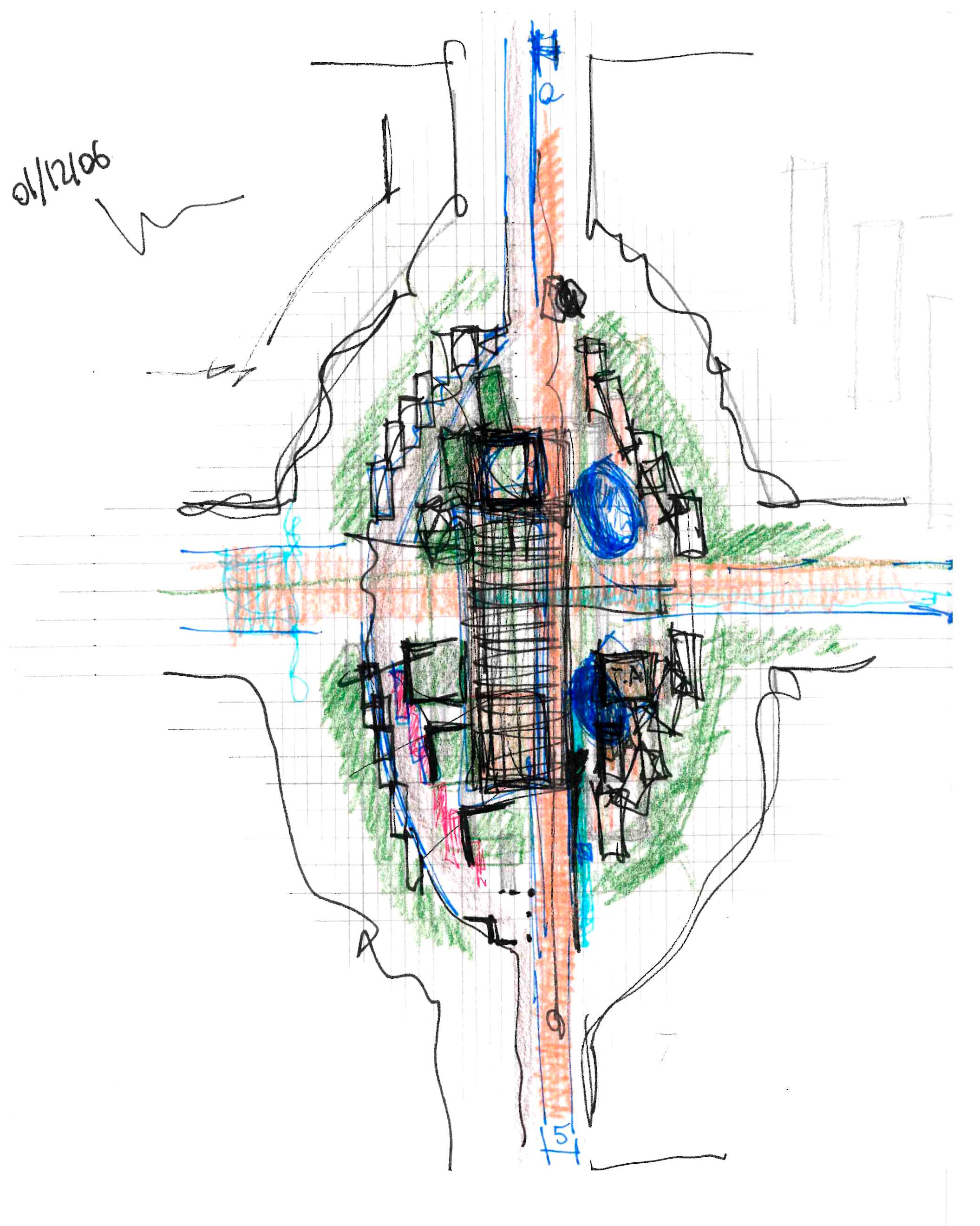 Boceto original de la plaza de Labastida, diseñada por Pablo Carretón.