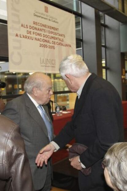 Los expresidentes de la Generalitat Jordi Pujol y Pasqual Maragall en el Archivo Nacional de Cataluña.