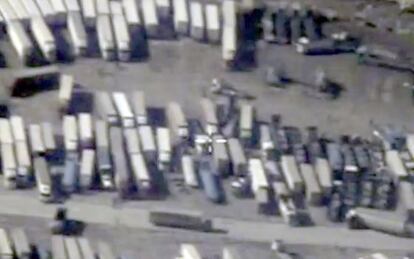 Fotograma d'un vídeo difós per Rússia en el qual es mostren desenes de camins de contraban a la frontera turco-siriana.