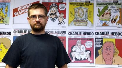 Charb, diretor de 'Charlie Hebdo', na redação em 2012.