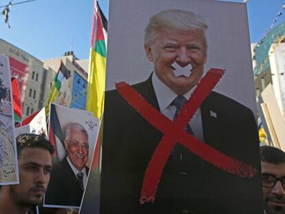 Manifestación contra el presidente de EE UU, Donald Trump, el 17 de julio en Nablus.