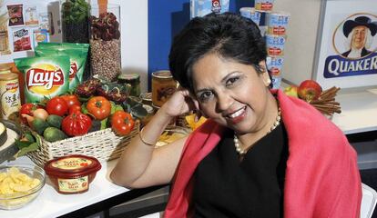 Indra K. Nooyi, presidenta da PepsiCo, em Barcelona.