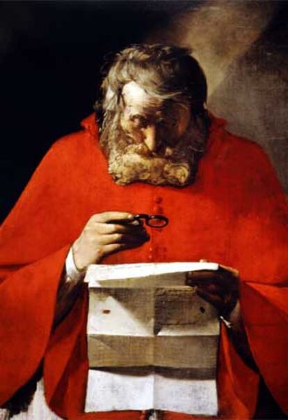 'San Jerónimo leyendo una carta', el lienzo inédito del francés De La Tour descubierto en el Instituto Cervantes y presentado hoy en sociedad.