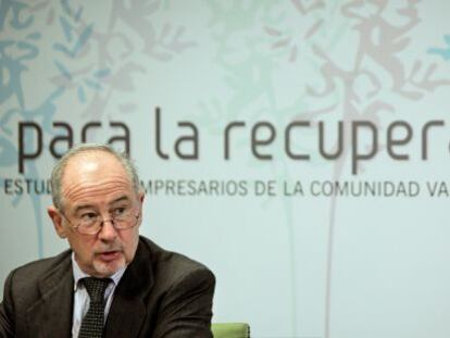 Rodrigo Rato, durante una conferencia en Valencia el 25 de mayo.