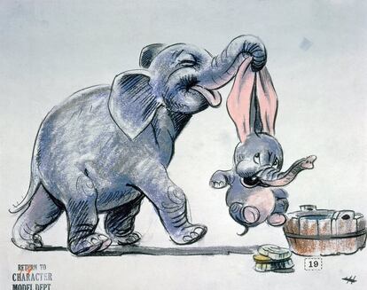 Boceto para 'Dumbo' realizado por Bill Peet.