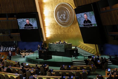 Zelenski, ante el plenario de la Asamblea General de la ONU.