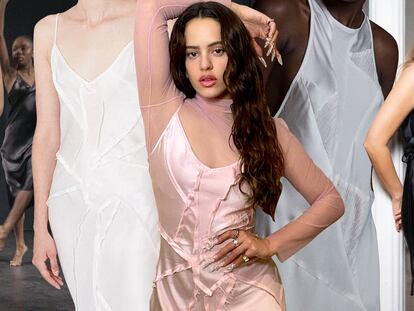 Rosalía eligió un diseño lencero  de la firma Kes para actuar junto a Bad Bunny en 'Saturday Night Live'.