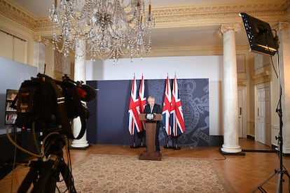 Boris Johnson, este jueves, en su discurso a la nación para anunciar el acuerdo.