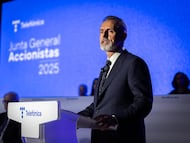 El presidente ejecutivo de Telefónica, Marc Murtra, durante una junta de accionistas, en una imagen cedida por la empresa.