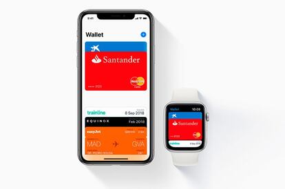 Como no, el Apple Watch, junto con el Galaxy Watch, el smarteatch por excelencia. Este nos ofrece hacer pagos móviles gracias Apple Pay, la app de pagos de la firma de Cupertino, y sobre todo gracias a la conectividad NFC. El nuevo Apple Watch está disponible en dos nuevos tamaños, de 44mm y 40mm. La pantalla, a pesar de que el reloj es igual de grande que sus predecesores, ahora esta es más grande.