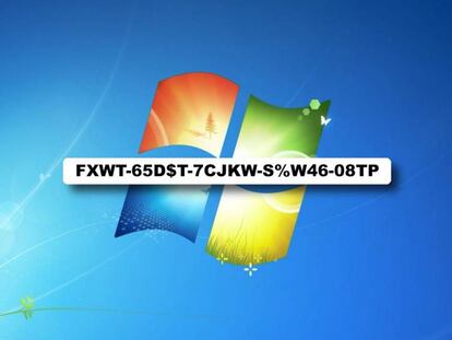 Windows 7 y una clave (ficticia).