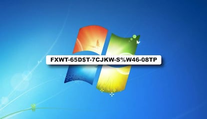 Windows 7 y una clave (ficticia).