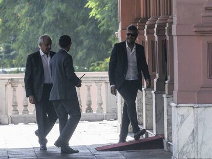 Marcelo Tinelli y Rodolfo D&#039;Onofrio ingresan a Casa Rosada.