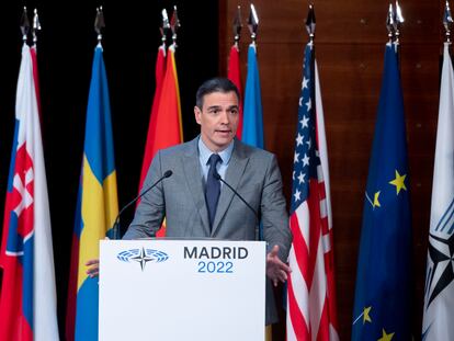 El presidente del Gobierno, Pedro Sánchez, interviene, este lunes, durante la 68ª sesión anual de la Asamblea Parlamentaria, en Madrid.