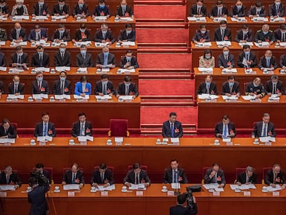 O presidente chinês, XI Jinping, na Assembleia Nacional Popular, em 8 de março.