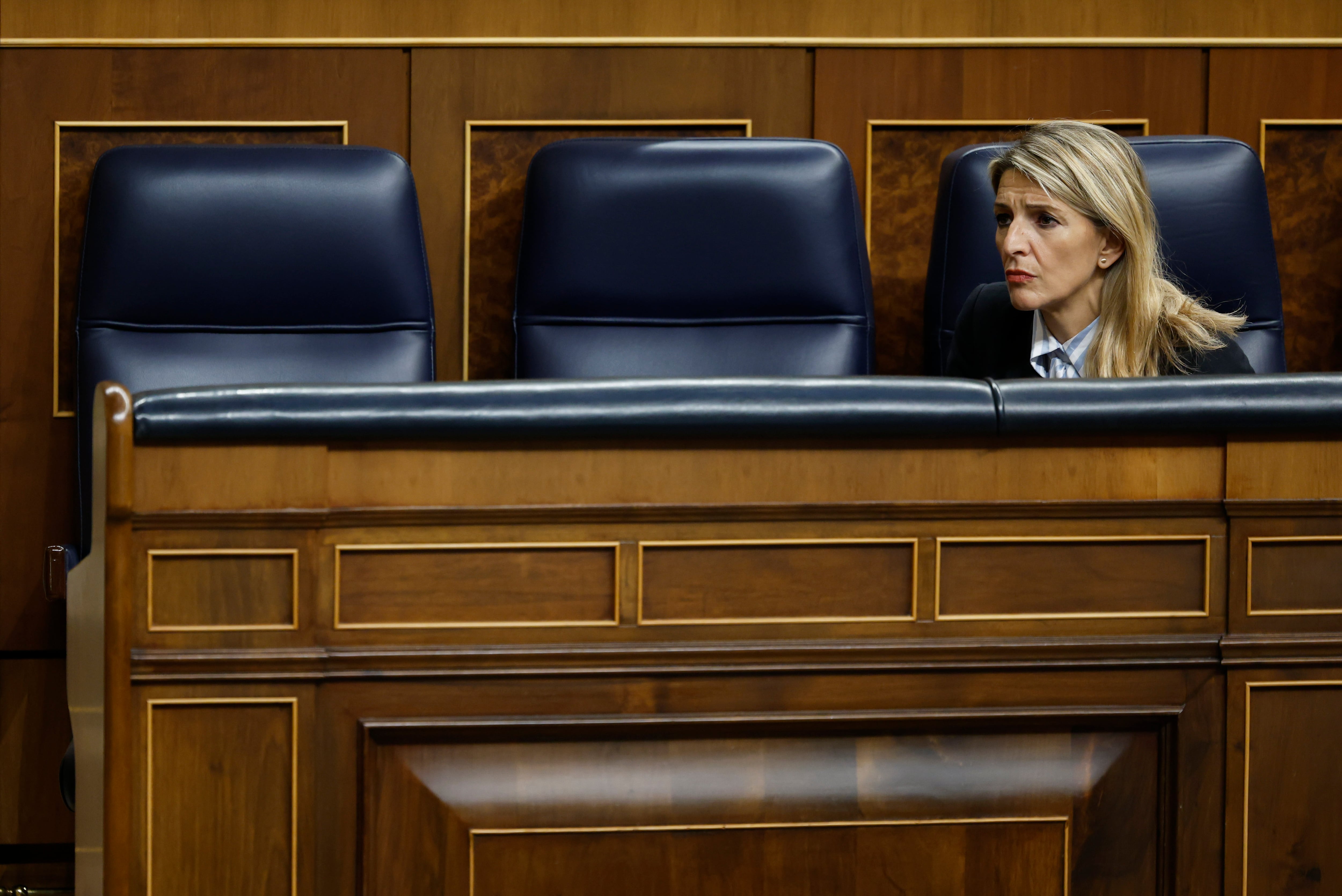 MADRID, 20/11/2024.- La vicepresidenta segunda del Congreso y ministra de Trabajo, Yolanda Díaz, este miércoles en el Congreso. EFE/ Mariscal
